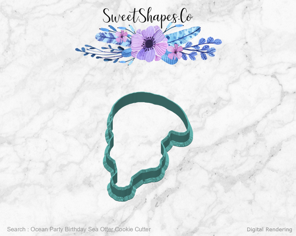 Ocean Party Birthday Sea Otter Cookie Cutter — back view