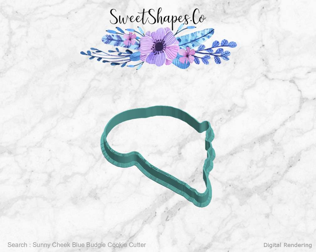 Sunny Cheek Blue Budgie Cookie Cutter — left view