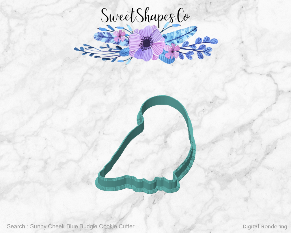 Sunny Cheek Blue Budgie Cookie Cutter — front view