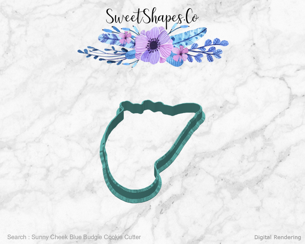 Sunny Cheek Blue Budgie Cookie Cutter — back view