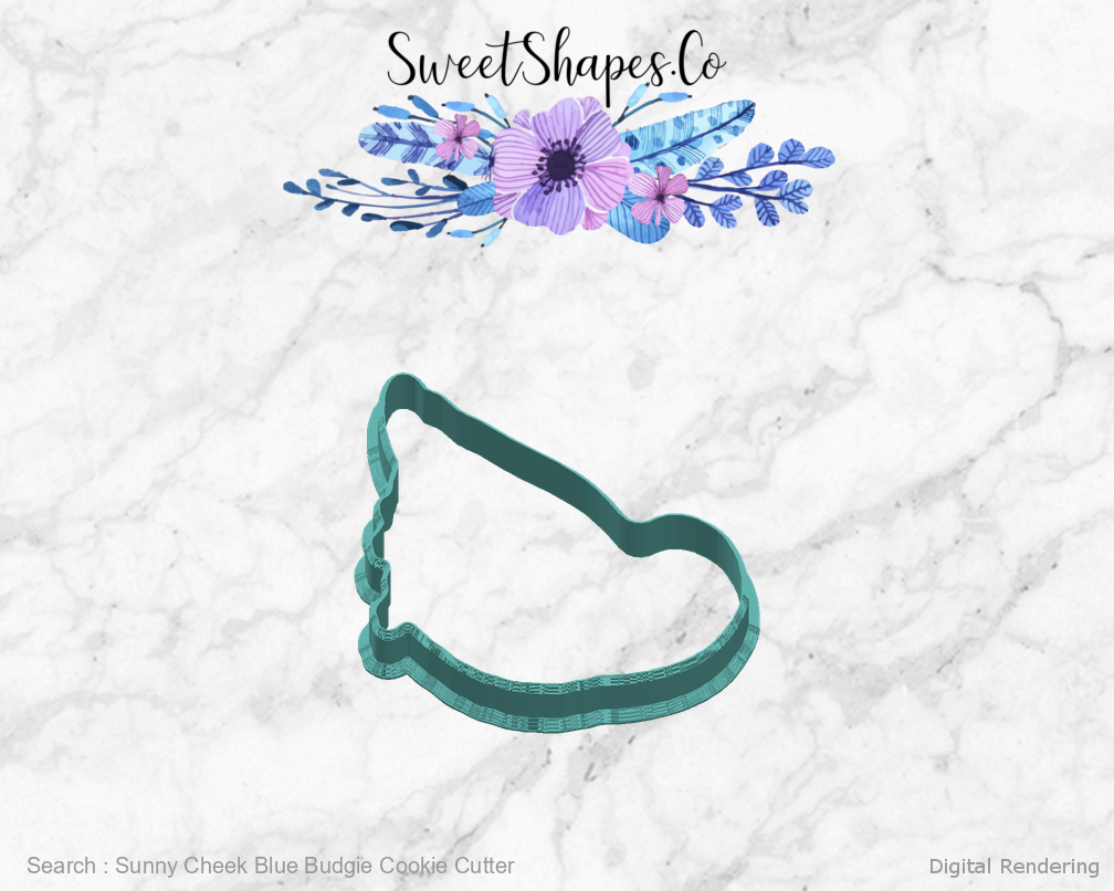 Sunny Cheek Blue Budgie Cookie Cutter — right view