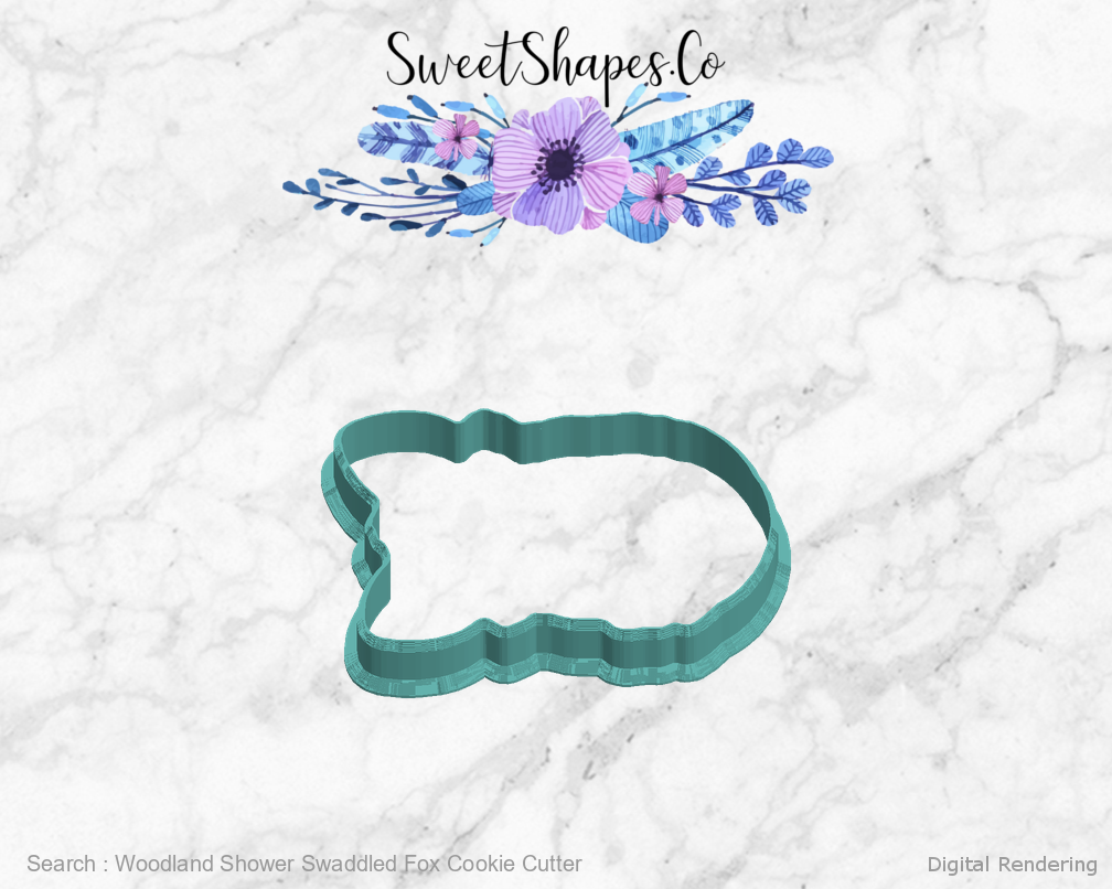 Woodland Shower Swaddled Fox Cookie Cutter — left view