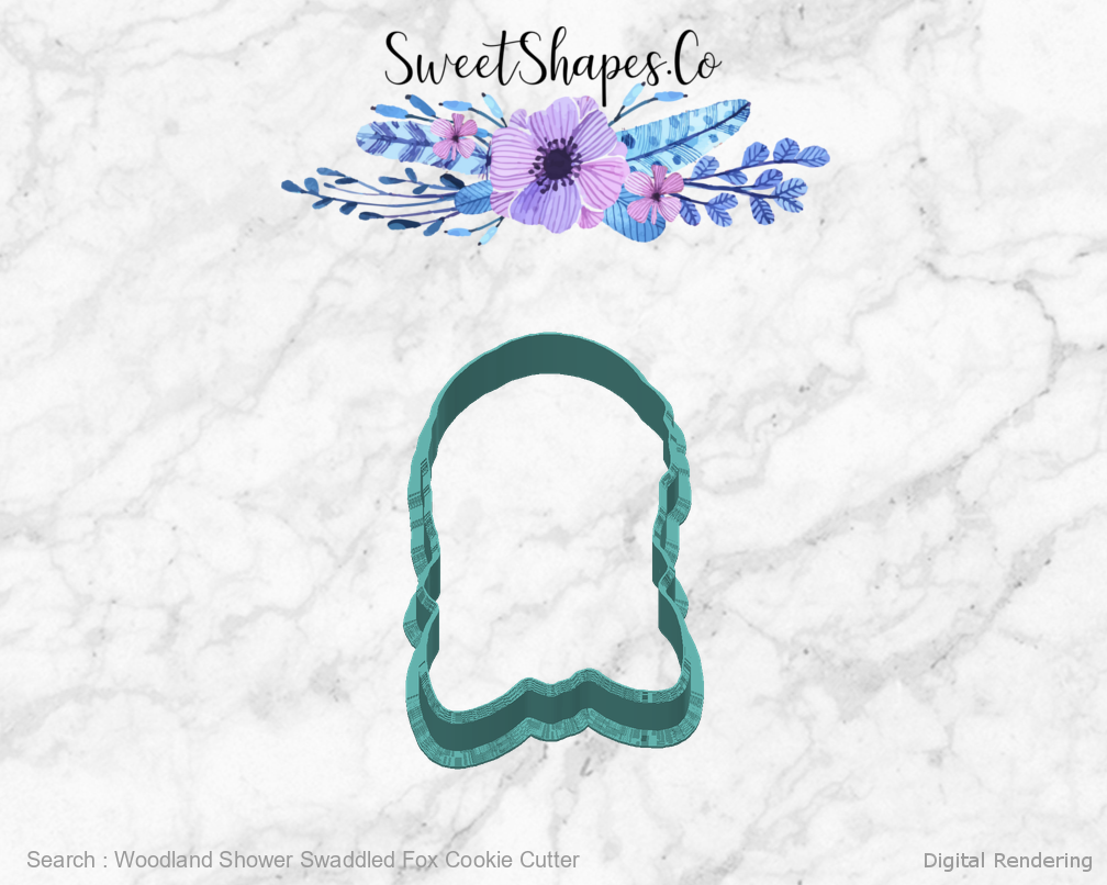 Woodland Shower Swaddled Fox Cookie Cutter — back view