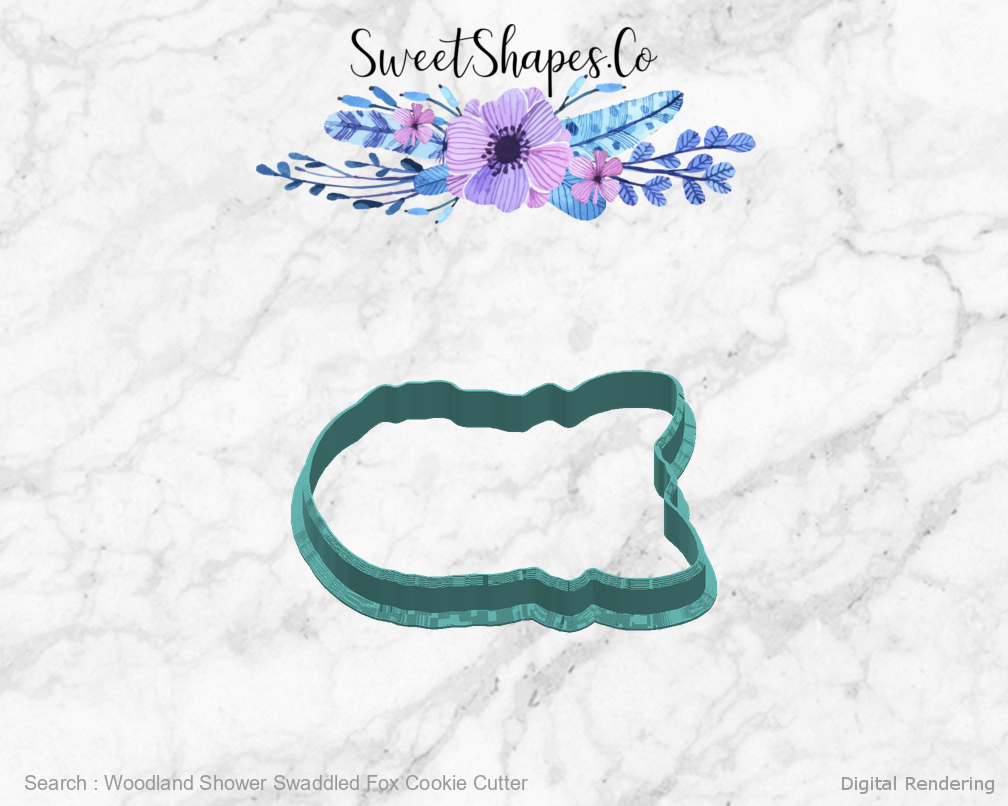 Woodland Shower Swaddled Fox Cookie Cutter — right view