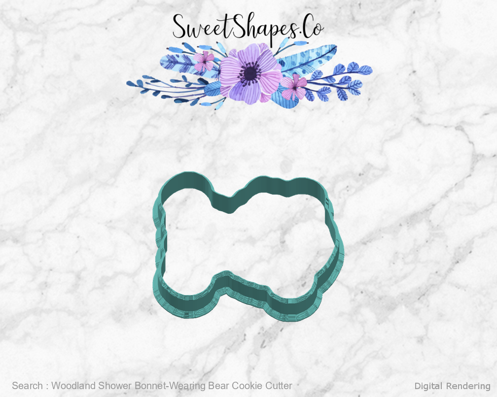 Woodland Shower Bonnet-Wearing Bear Cookie Cutter — right view