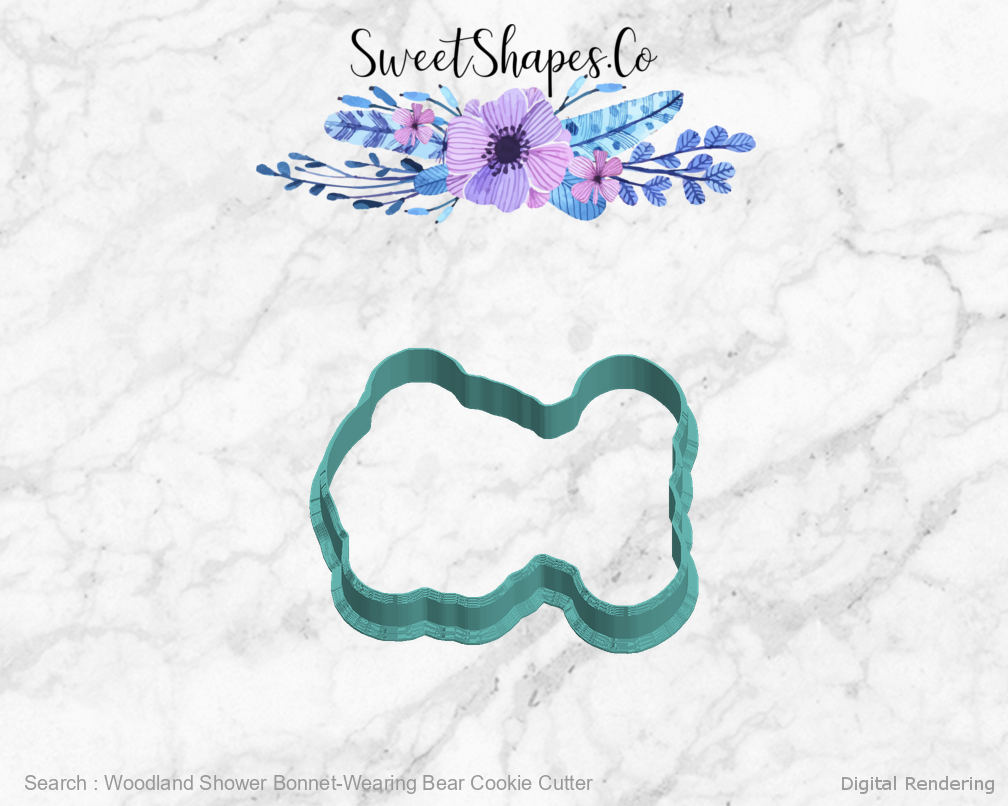 Woodland Shower Bonnet-Wearing Bear Cookie Cutter — left view
