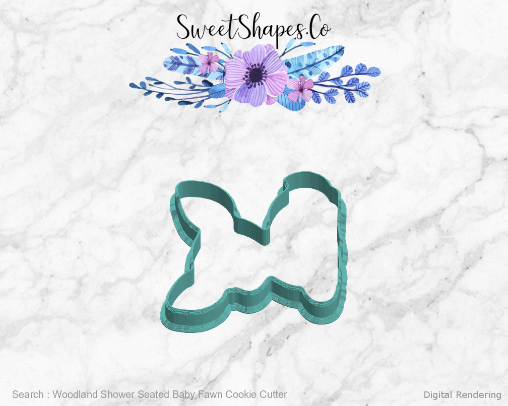 Woodland Shower Seated Baby Fawn Cookie Cutter — left view