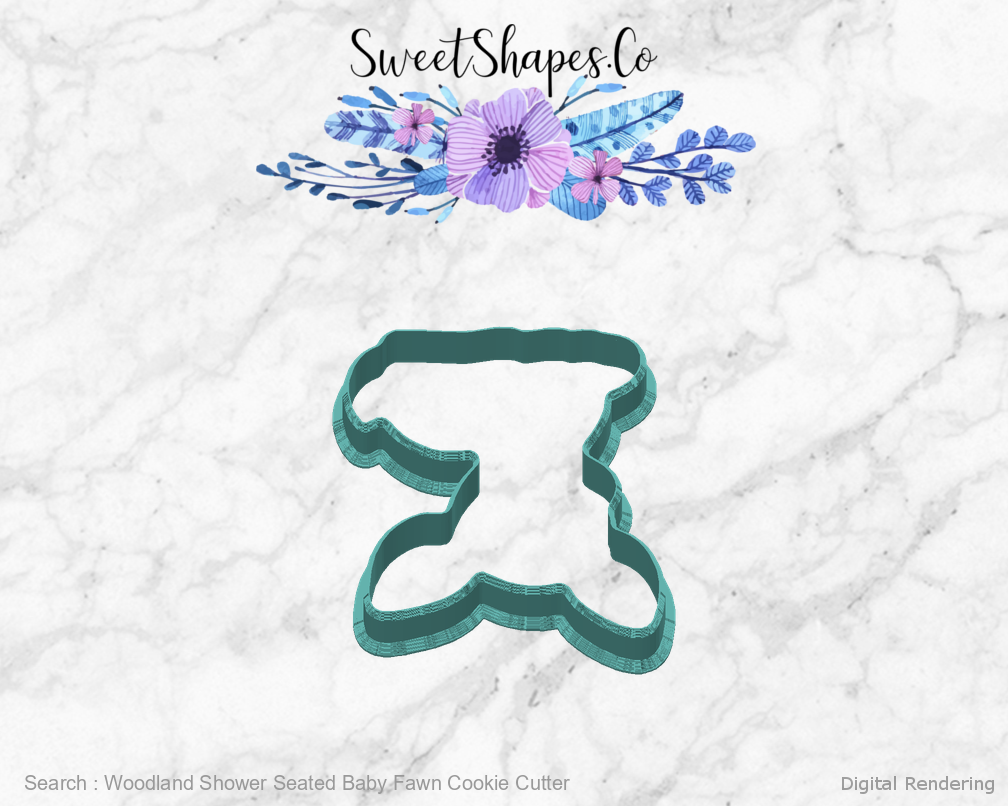 Woodland Shower Seated Baby Fawn Cookie Cutter — back view