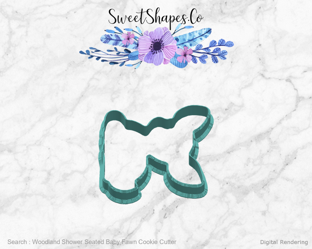 Woodland Shower Seated Baby Fawn Cookie Cutter — right view