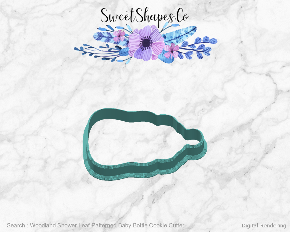 Woodland Shower Leaf-Patterned Baby Bottle Cookie Cutter — right view