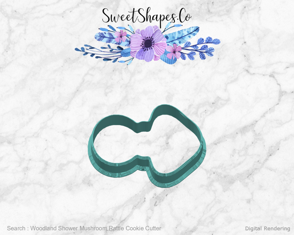 Woodland Shower Mushroom Rattle Cookie Cutter — right view
