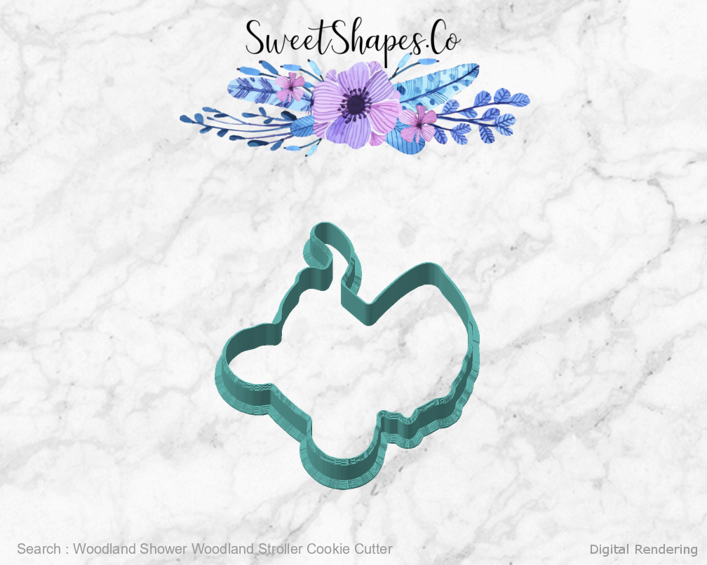 Woodland Shower Woodland Stroller Cookie Cutter — angled front view