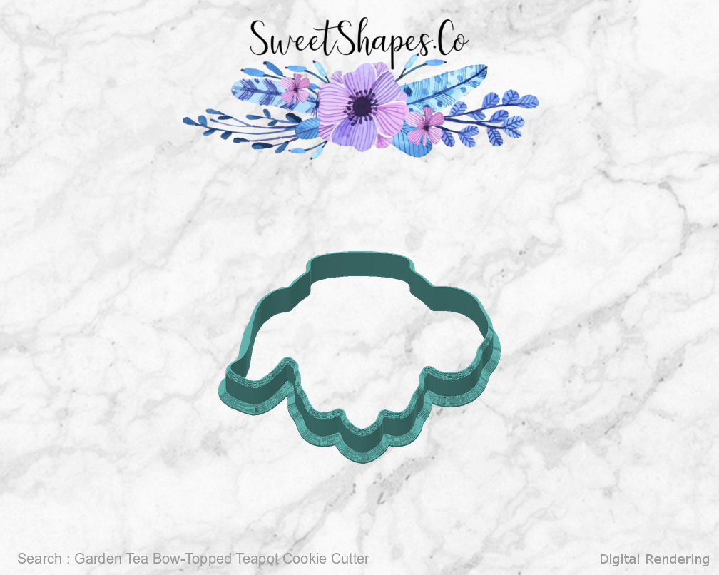 Garden Tea Bow-Topped Teapot Cookie Cutter — back view