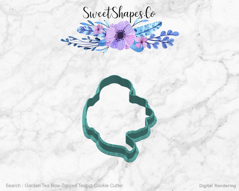 Garden Tea Bow-Topped Teapot Cookie Cutter — right view