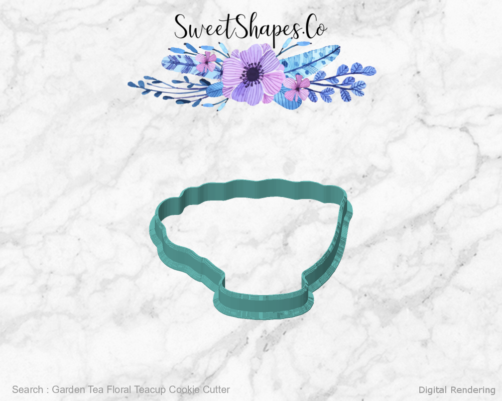 Garden Tea Floral Teacup Cookie Cutter — front view