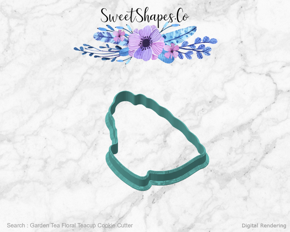 Garden Tea Floral Teacup Cookie Cutter — angled front view