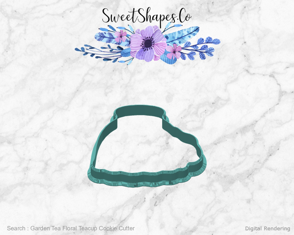 Garden Tea Floral Teacup Cookie Cutter — back view
