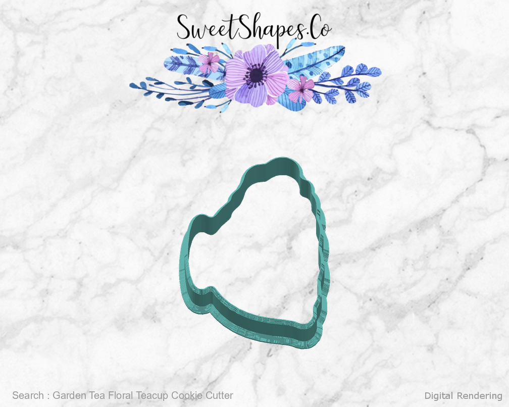 Garden Tea Floral Teacup Cookie Cutter — right view