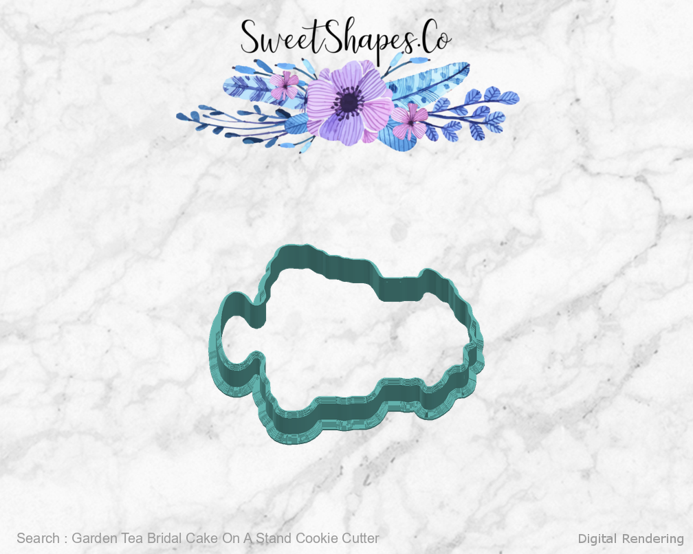 Garden Tea Bridal Cake On A Stand Cookie Cutter — right view