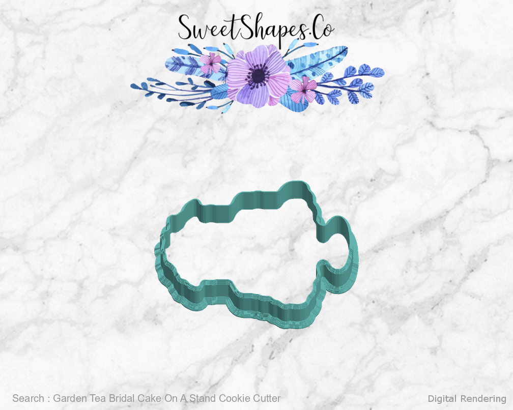 Garden Tea Bridal Cake On A Stand Cookie Cutter — left view