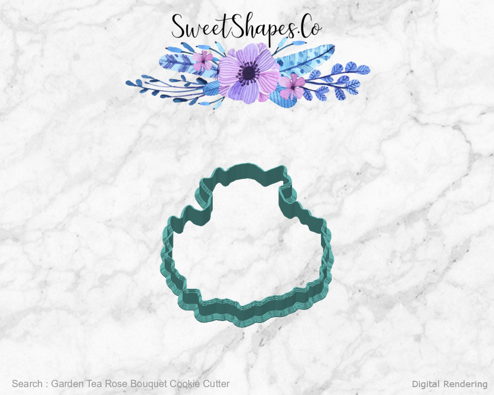 Garden Tea Rose Bouquet Cookie Cutter — back view