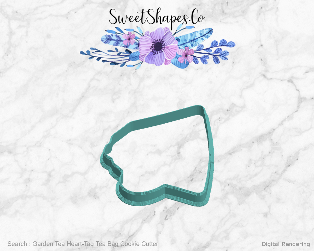 Garden Tea Heart-Tag Tea Bag Cookie Cutter — left view