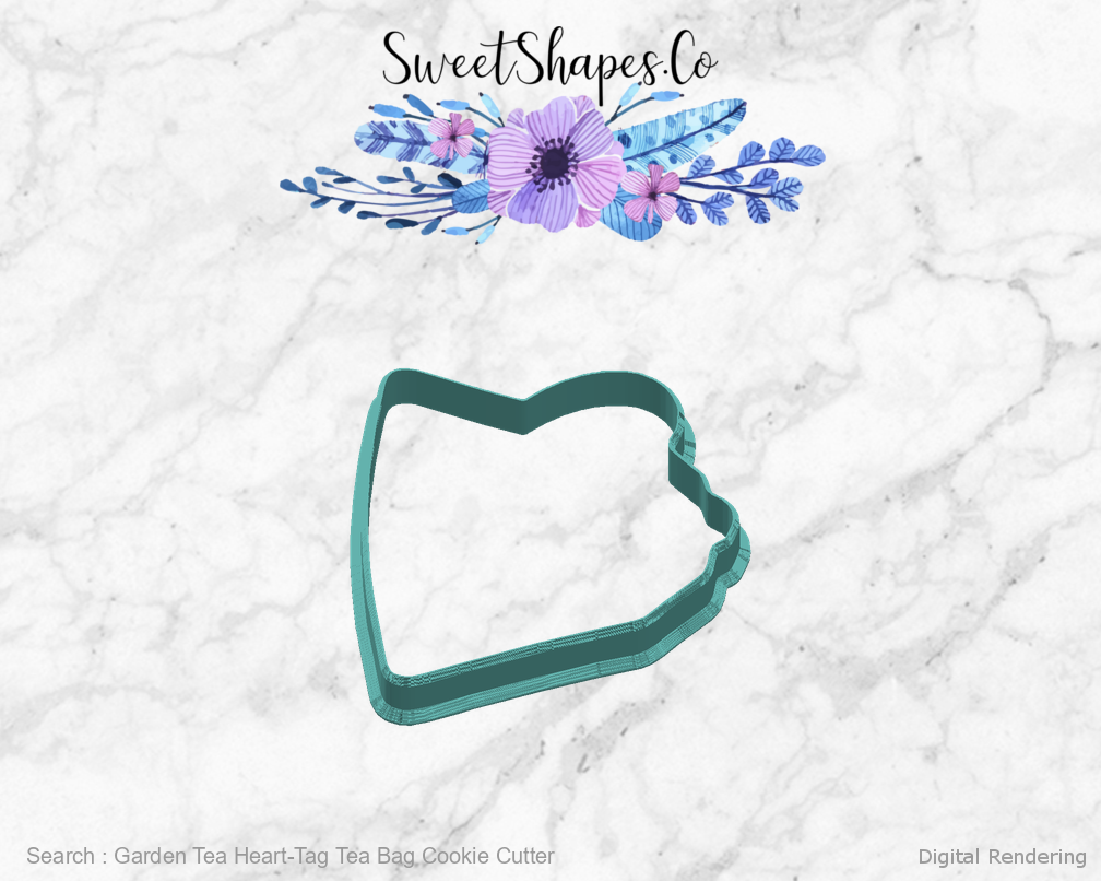 Garden Tea Heart-Tag Tea Bag Cookie Cutter — right view