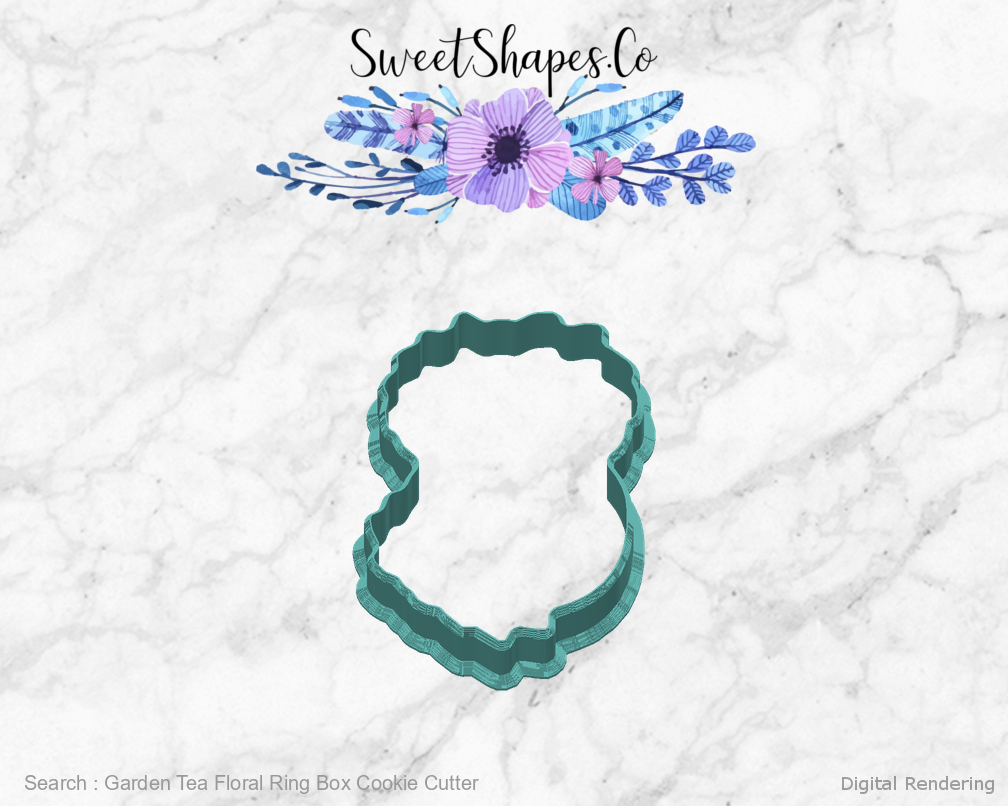 Garden Tea Floral Ring Box Cookie Cutter — back view
