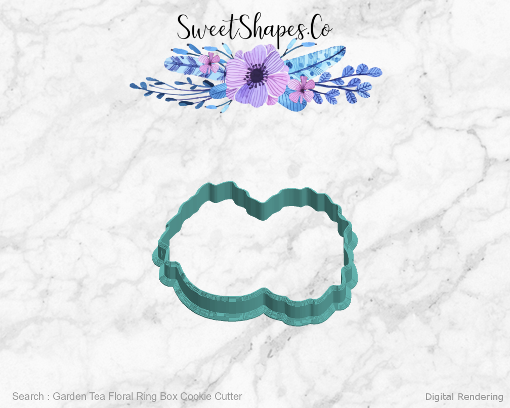 Garden Tea Floral Ring Box Cookie Cutter — left view