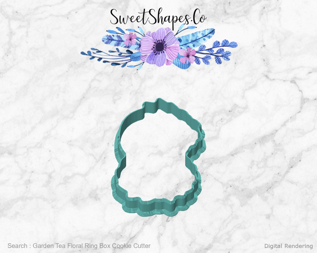 Garden Tea Floral Ring Box Cookie Cutter — front view