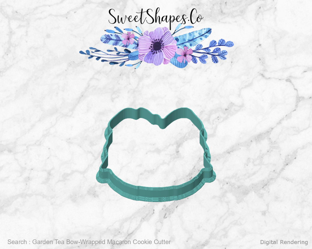 Garden Tea Bow-Wrapped Macaron Cookie Cutter — front view