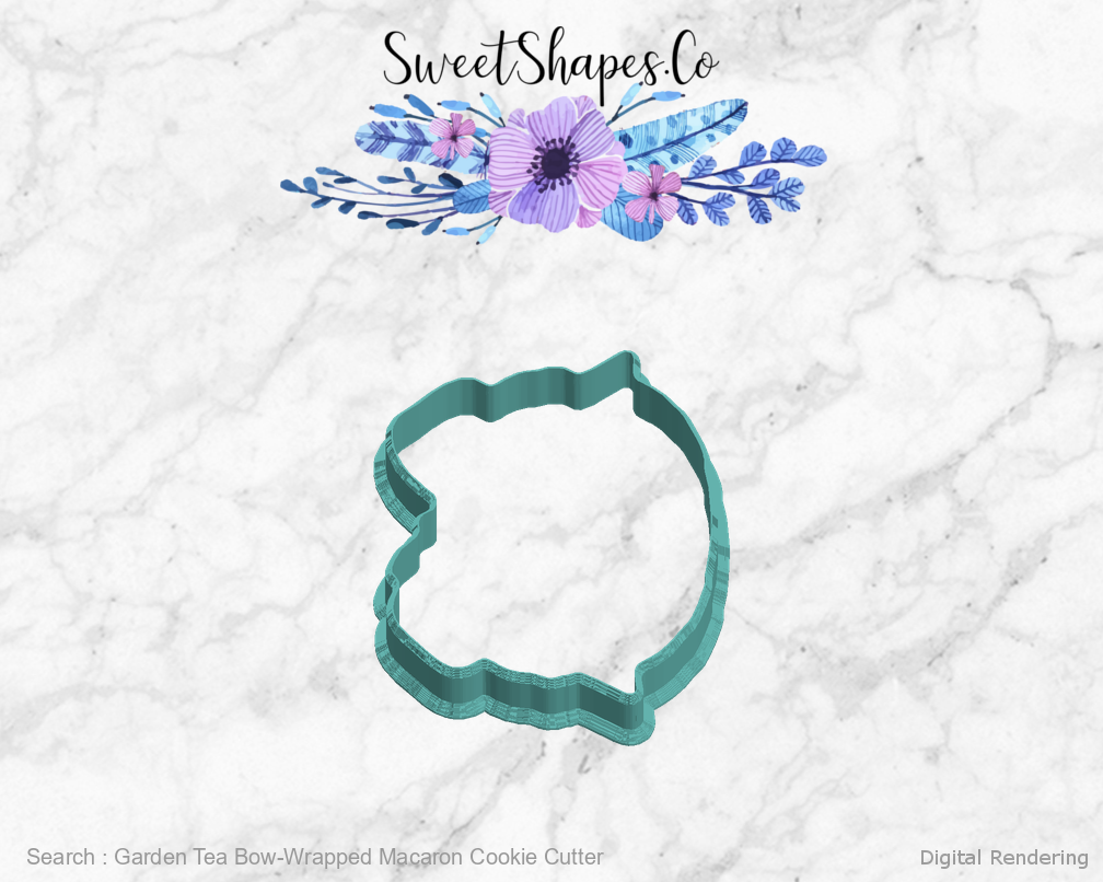 Garden Tea Bow-Wrapped Macaron Cookie Cutter — left view
