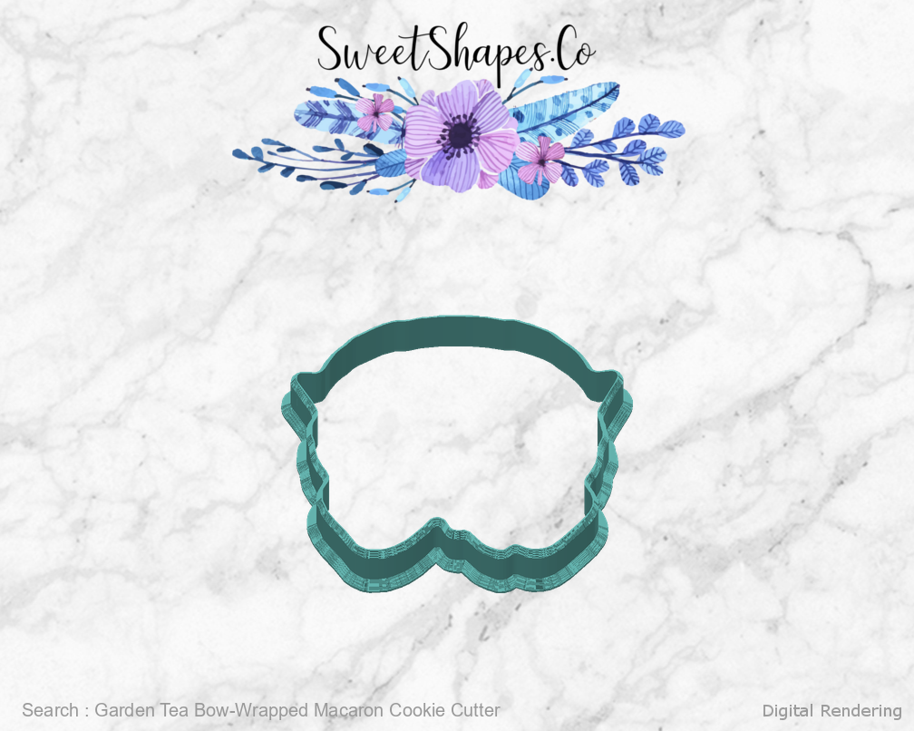 Garden Tea Bow-Wrapped Macaron Cookie Cutter — back view