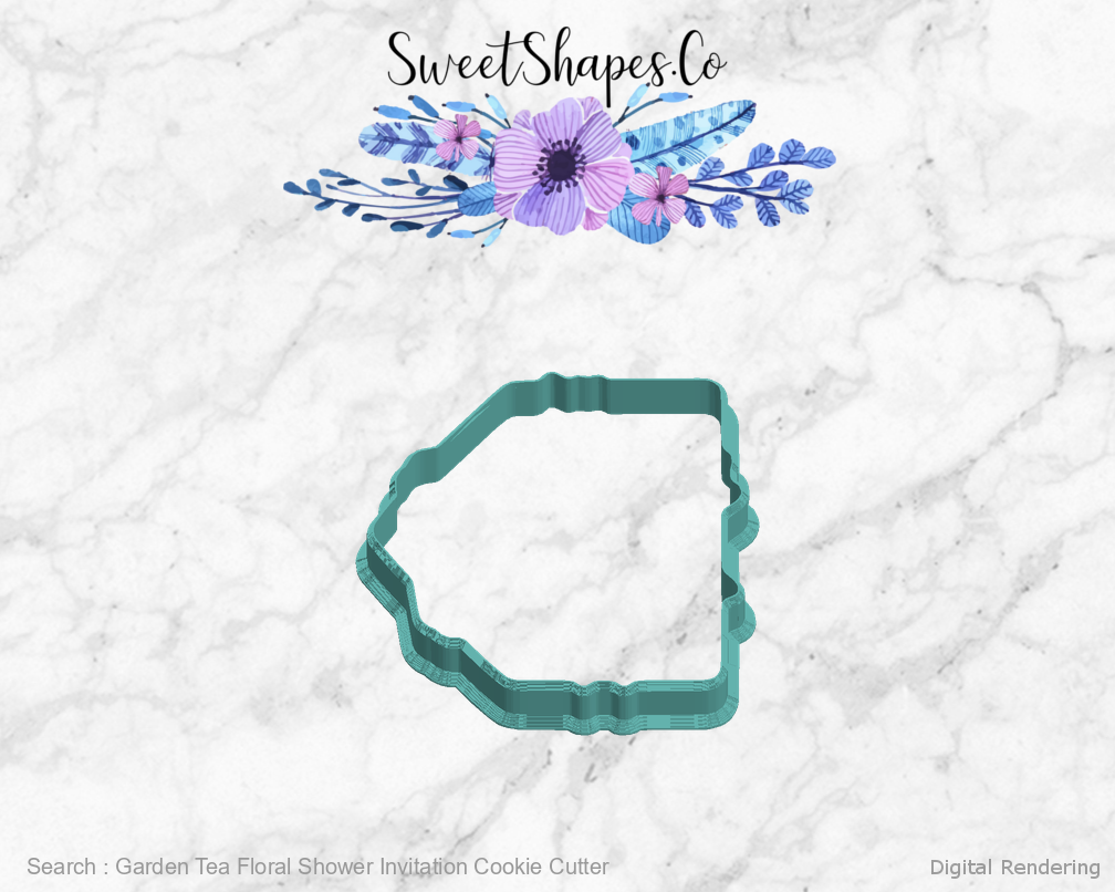 Garden Tea Floral Shower Invitation Cookie Cutter — left view