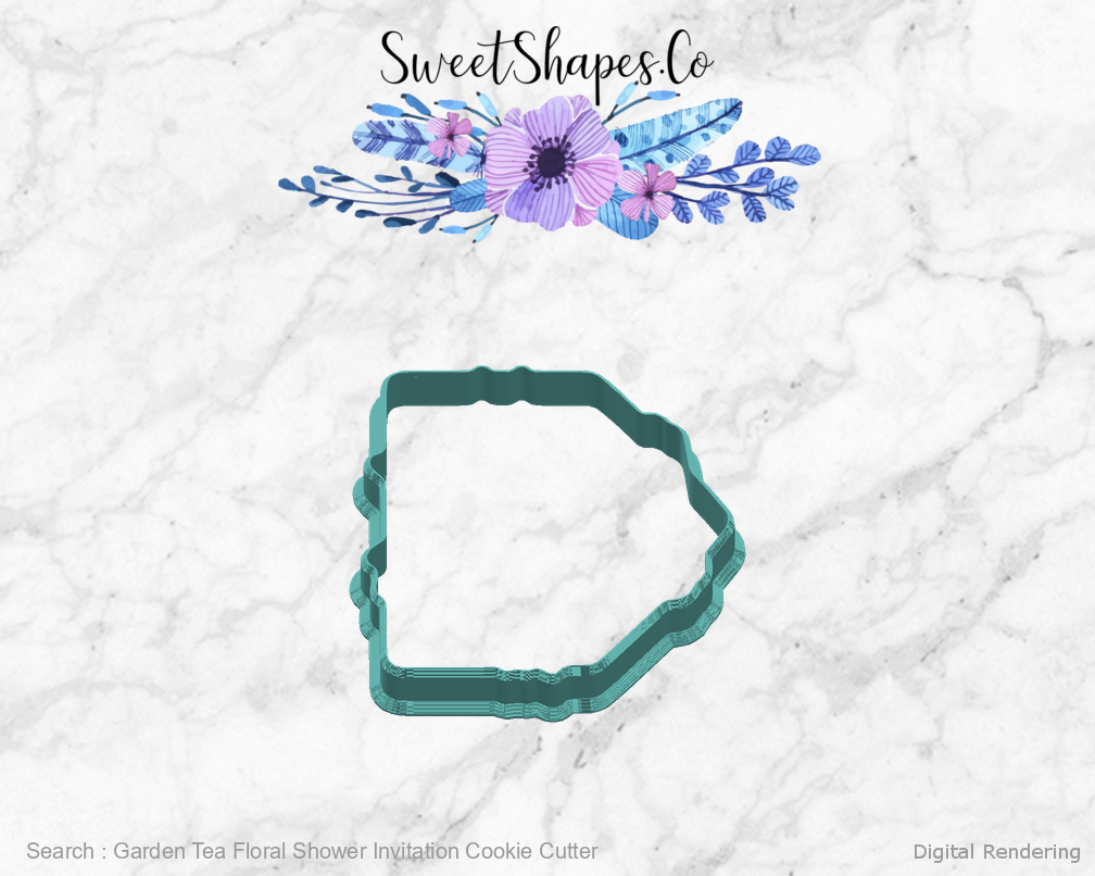 Garden Tea Floral Shower Invitation Cookie Cutter — right view