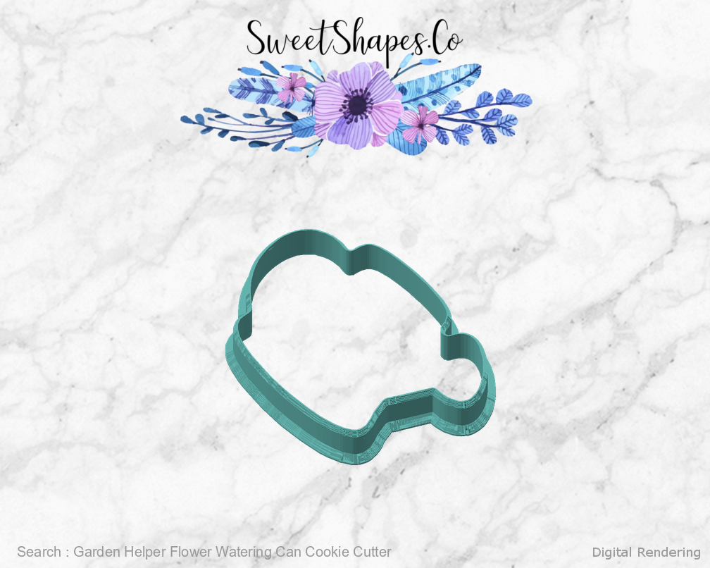 Garden Helper Flower Watering Can Cookie Cutter — angled front view