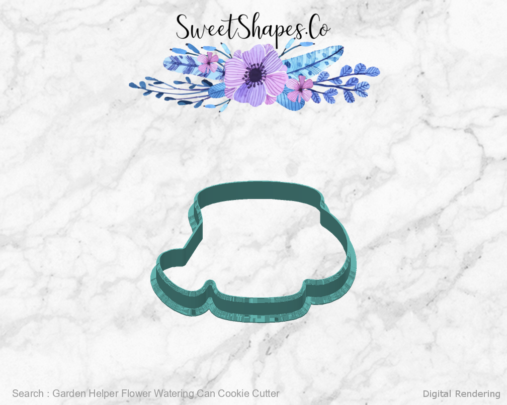 Garden Helper Flower Watering Can Cookie Cutter — back view