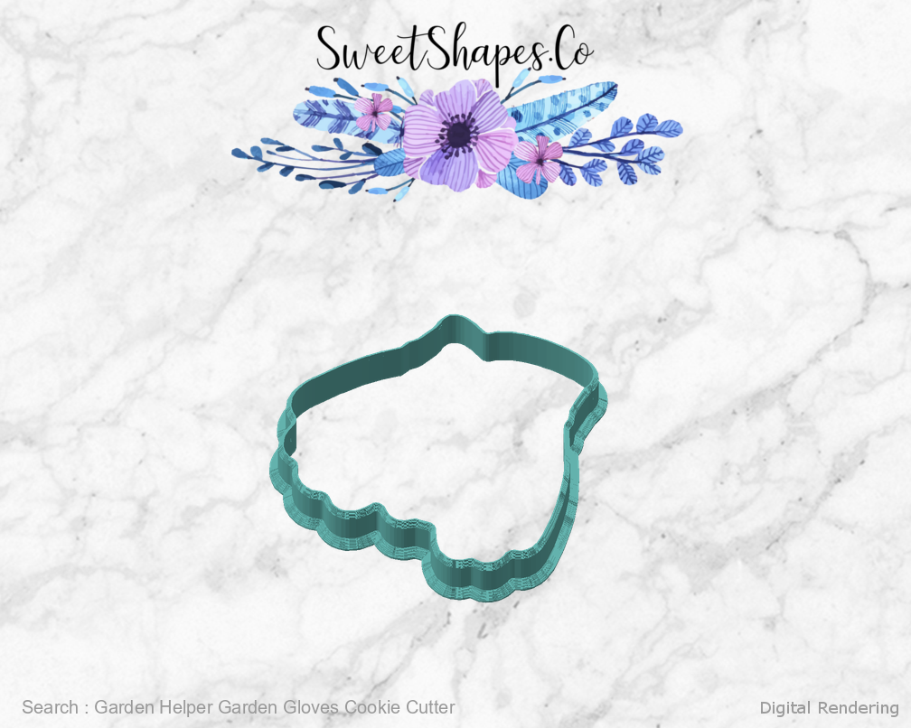 Garden Helper Garden Gloves Cookie Cutter — angled front view
