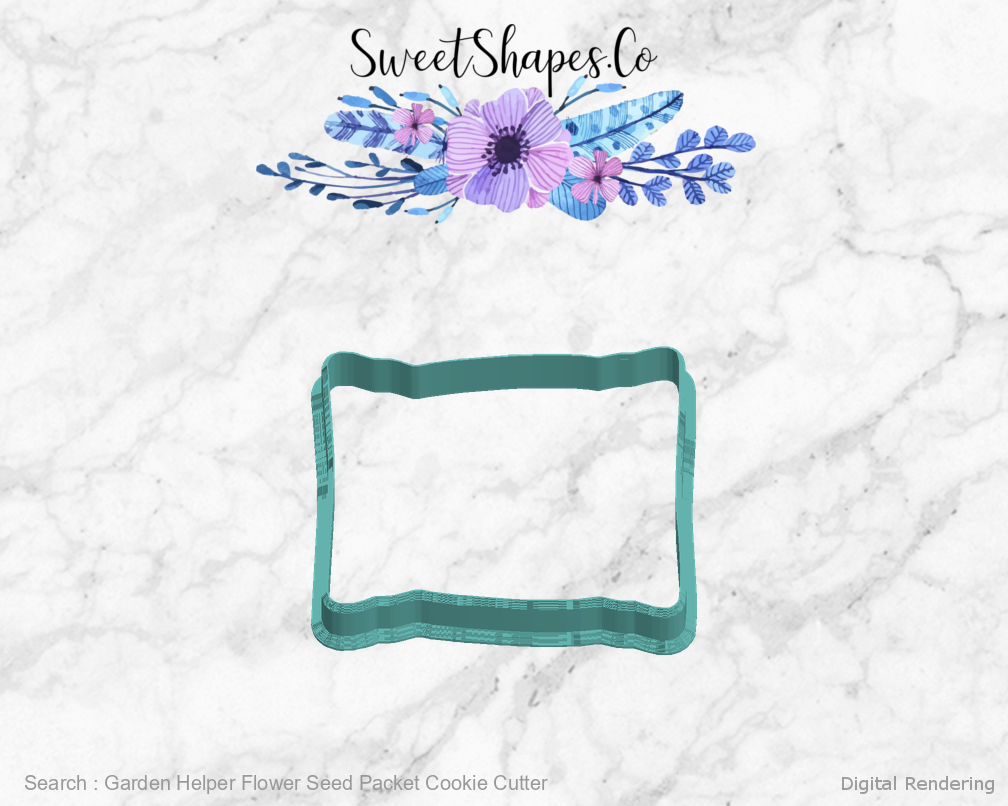 Garden Helper Flower Seed Packet Cookie Cutter — left view