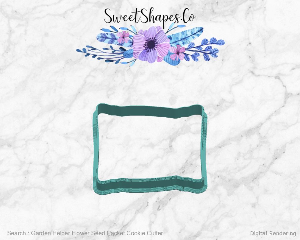 Garden Helper Flower Seed Packet Cookie Cutter — right view