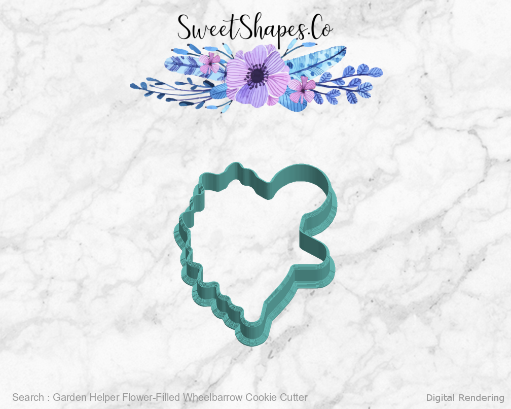 Garden Helper Flower-Filled Wheelbarrow Cookie Cutter — left view