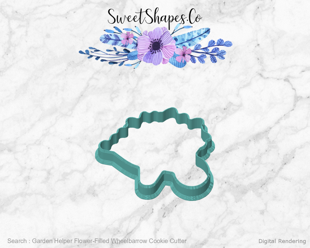 Garden Helper Flower-Filled Wheelbarrow Cookie Cutter — front view