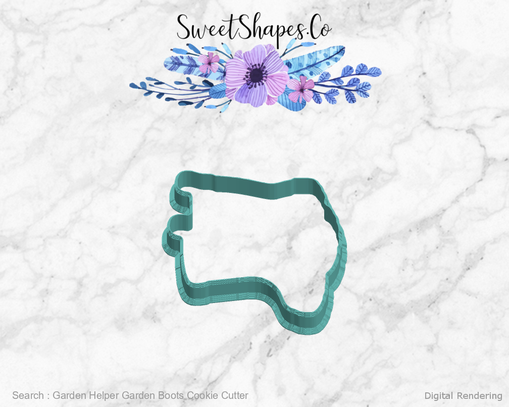 Garden Helper Garden Boots Cookie Cutter — left view
