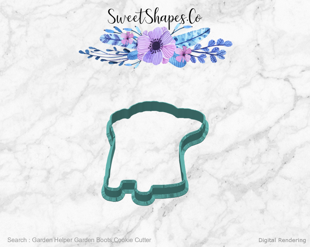 Garden Helper Garden Boots Cookie Cutter — back view