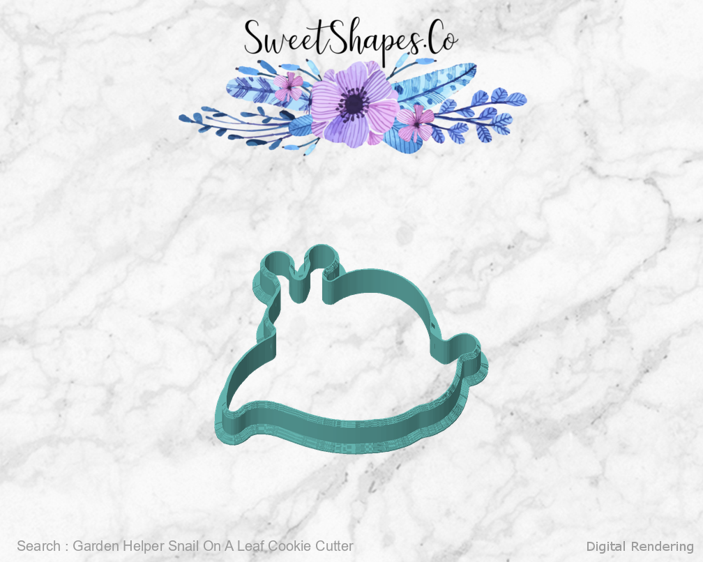 Garden Helper Snail On A Leaf Cookie Cutter — front view