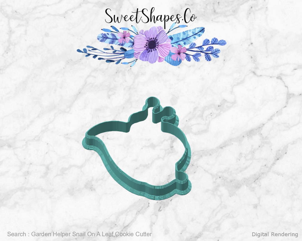 Garden Helper Snail On A Leaf Cookie Cutter — angled front view