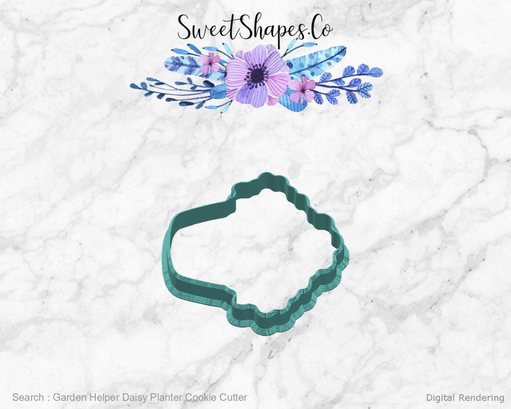 Garden Helper Daisy Planter Cookie Cutter — right view