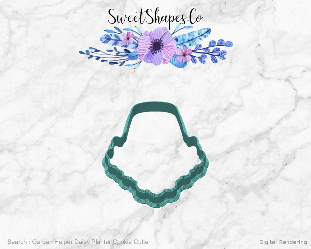Garden Helper Daisy Planter Cookie Cutter — back view