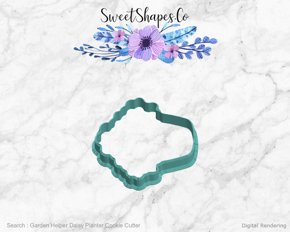 Garden Helper Daisy Planter Cookie Cutter — left view