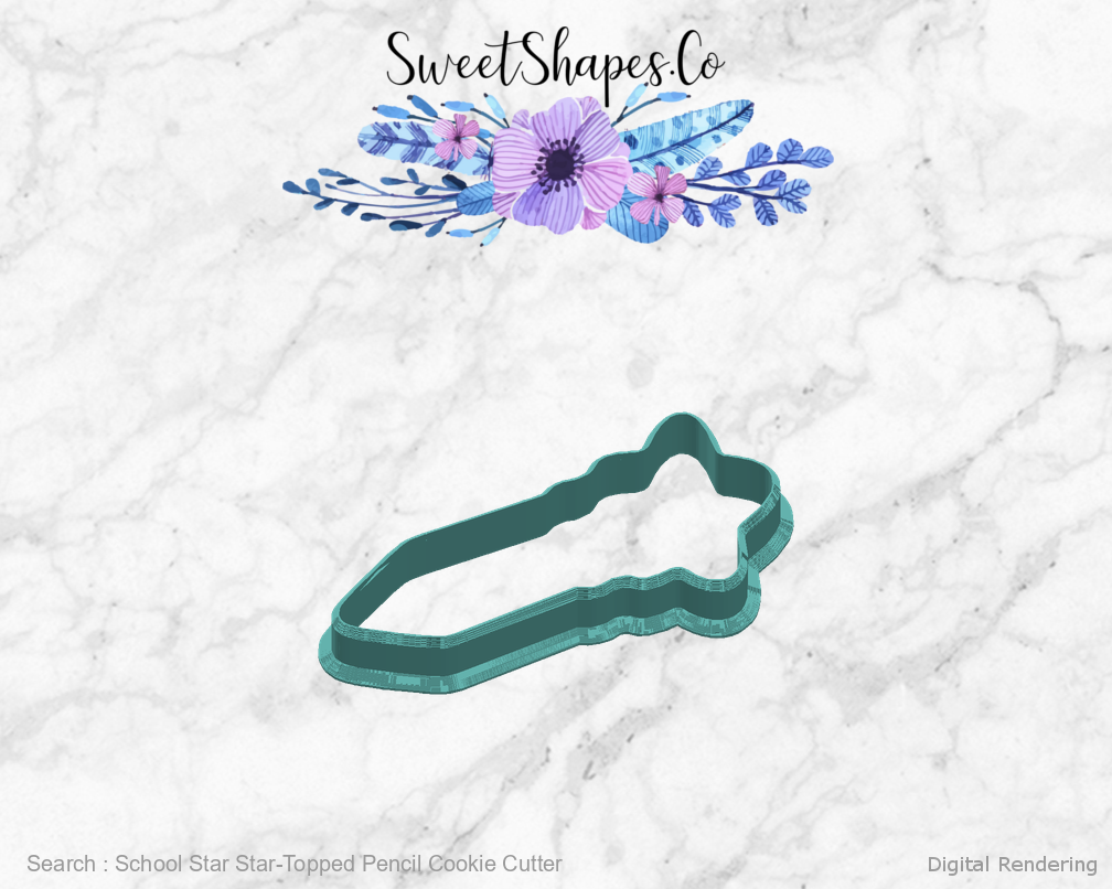 School Star Star-Topped Pencil Cookie Cutter — right view
